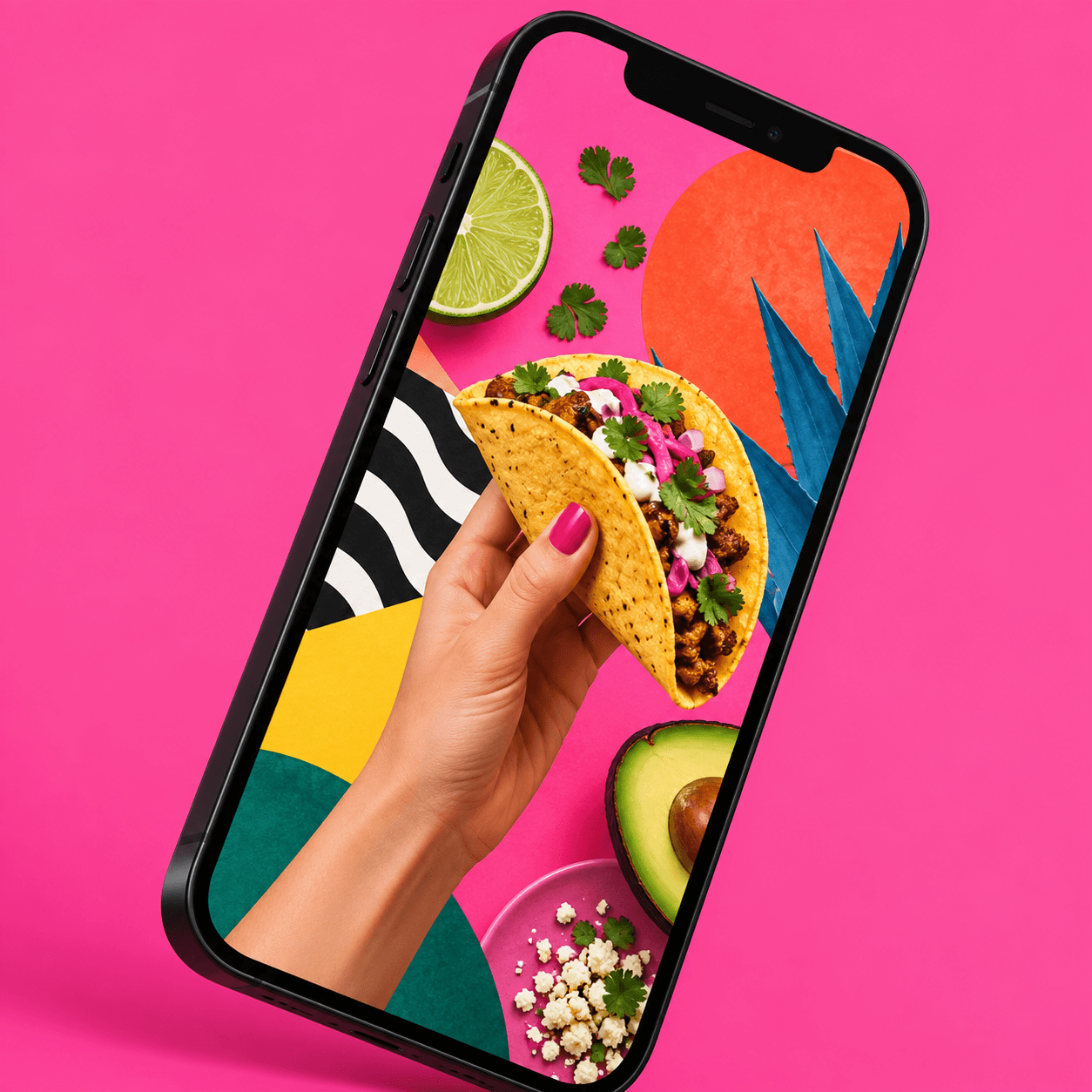 Pembe sosyal medya telefon çalışması